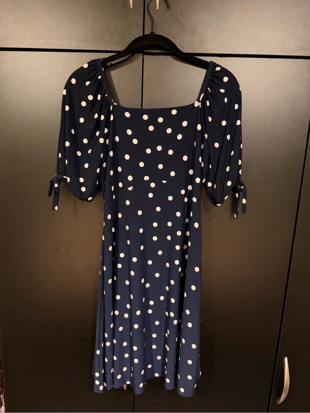 Tommy Hilfiger Navy and White Polka Dot Midi Dress